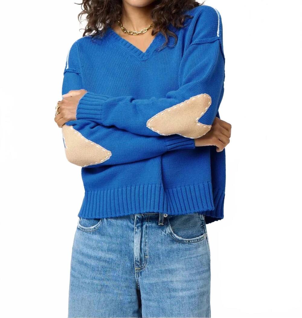 NEW KERRI ROSENTHAL women's frenchy cotton sweater in blue